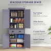 72" Kitchen Pantry Storage Cabinet, Cupboard with 4 Doors and 3 Adjustable Shelves, Large Central Drawer - 4 of 4