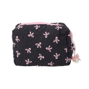 Unique Bargains Square Bag with Pendant Bow Makeup Bag 1 Pc - 1 of 4