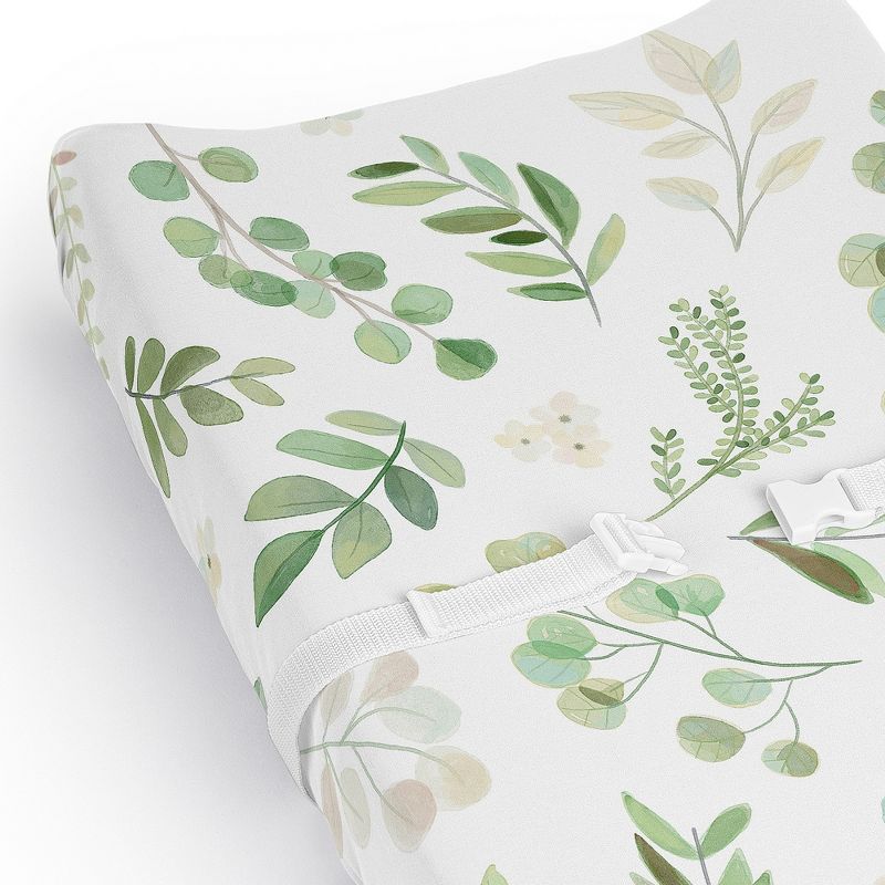 Sweet Jojo Designs Gender Neutral Unisex Changing Pad Sheet Botanical Green and White, 5 of 8