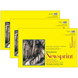 Strathmore 300 Series Newsprint Pad, Tape Binding, 50 Sheet, 12x18 inch, Pack of 3 - 1 of 2