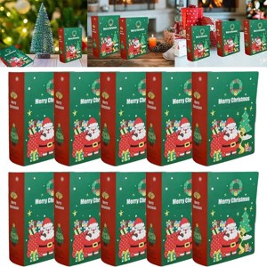 10-Pack Christmas Treat Box, Book Shape Cartoon Candy Gift Box for Santa Christmas Tree Pastry, Holiday Birthday Wedding Party Decorations - 1 of 4