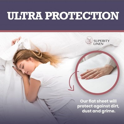 Superity Linen Full Size White Cotton Flat Sheet
