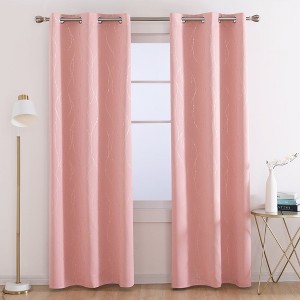 Deconovo Gold Wave Line and Dots Curtain Panel Pair(2 Panel) - 1 of 4