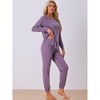 cheibear Women's Sweatshirt Jogger Lounge Set Long Sleeve Knit Round Neck Pajama Tracksuit - 2 of 4