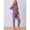 cheibear Women's Sweatshirt Jogger Lounge Set Long Sleeve Knit Round Neck Pajama Tracksuit - image 2 of 4