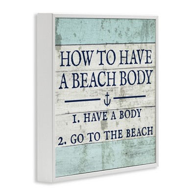 Sassy Beach Body Steps White Framed 12" x 12" Print