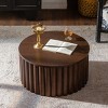 27" Round Lift Top Coffee Table with Storage, Handcrafted Relief Pedestal Wooden Tea Table, Modern MDF Living Room Center Table-Koiai - 3 of 4