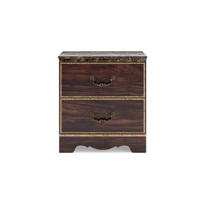 Dark Brown Traditional 2-Drawer Nightstand with USB Port