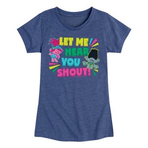 Girls' - Trolls - Let Me Hear You Shout Poppy and Branch Fitted Short Sleeve Graphic T-Shirt - 1 of 4