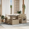 vidaXL 5 Piece Patio Sofa Set with Cushions Beige and Cream Poly Rattan - Without Storage - 2 of 4