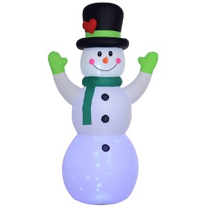 Outsunny 10FT Christmas Inflatables Cheerful Snowman in Black Hat, Green Scarf and Gloves, Outdoor Blow Up Yard Decoration with Build-in LED for Party - 1 of 4