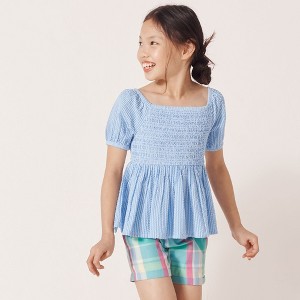 Lands' End Kids Short Sleeve Smocked Woven Top - 1 of 3