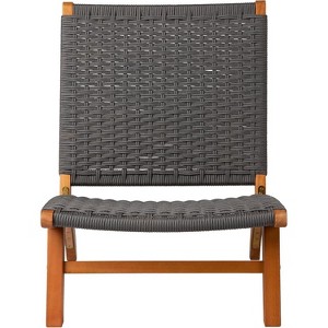 Balkene Home 64010 Costa Rica Outdoor Modern Lounge Chair Eucalyptus Wood, Woven Web Seat, Mid Century Design, Reclining, Charcoal Gray - 1 of 4