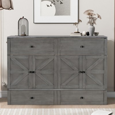 Queen Size Murphy Bed with Large Drawers and USB Ports