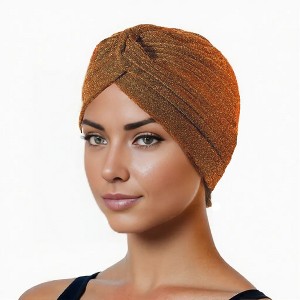 Anna-Kaci Glitter Turban Twist Knot Head Wrap Stretchy Metallic Fabric Elegant Headscarf for Stylish Looks - 1 of 4