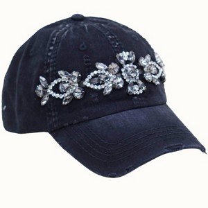 Women's Wo's Bejeweled Bling Glitz Distressed Cap - Olive & Pique - 1 of 3