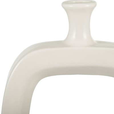 Ivory Ceramic Cut-Out Table Vase, 18" Tall