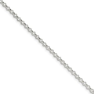 Black Bow Jewelry 3mm, Sterling Silver, Hollow Rolo Chain Bracelet - 1 of 3