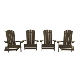 Emma and Oliver Set of 4 Indoor/Outdoor Poly Resin Folding Adirondack Chairs, All-Weather Chairs for Porch, Patio, or Sunroom - 1 of 4