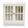Kendall Wood & Glass Kitchen Cabinet White - Baxton Studio: Engraved Bronze Pulls, 2 Shelves, Assembly Required - 3 of 4