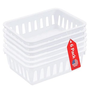 Tribello Plastic Baskets for Organizing, White Drawer/Closet Storage Tray - 1 of 3