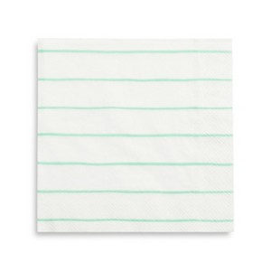 Daydream Society - Mint Frenchie Striped Large Napkins - Pack of 16 Paper Napkins - 1 of 1