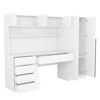 TIRAMISUBEST 2-Door Wooden Wardrobe Desk - Mobile Storage with Shelves, Drawers & Locking Wheels | Space-Saving Bedroom Organizer - 4 of 4