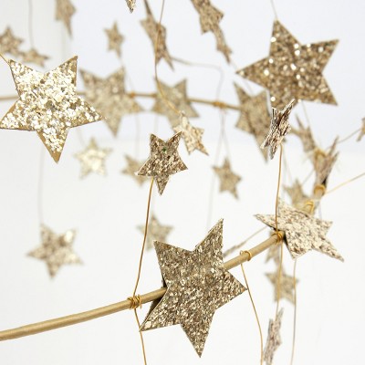 Gold Glitter Star Hanging Chandelier Decoration