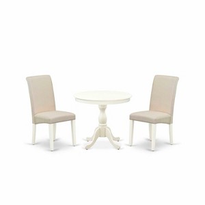 HomeStock 3-Piece Linen White Finish Solid Wood Top - Dining Room Set with High Back - Seats 4 - 1 of 4