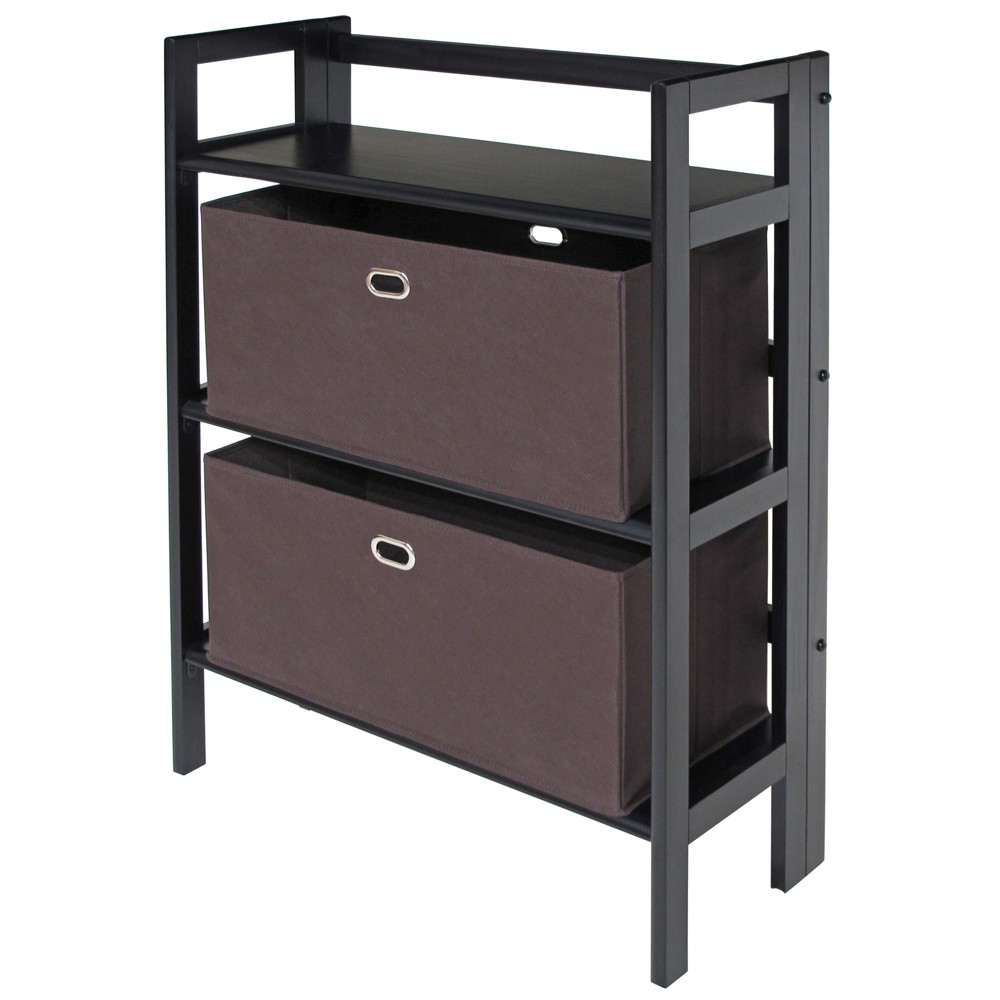 Photos - Wall Shelf 38.54" 3pc Torino Set Folding Bookshelf with Fabric Basket Chocolate Heath