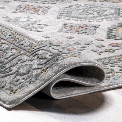 Beige Traditional Bordered 3x5 Chenille Area Rug