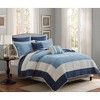 AENKYO Full/Queen 7-Piece Quilt Set, Navy Blue Bedding set with Euro Shams & Decorative Throw Pillows, King Size Quilt - 2 of 4