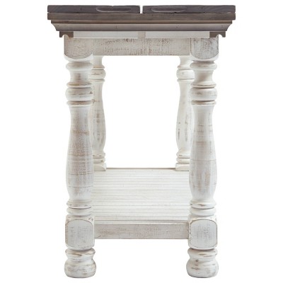Rustic Gray and White Pine Wood Flip-Top Console Table with Storage