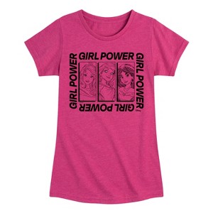 Girls' - Disney Princess - Aurora Ariel Jasmine Girl Power Fitted Short Sleeve Graphic T-Shirt - 1 of 4