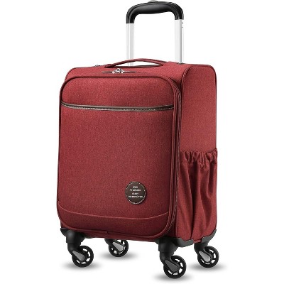 LUGGEX Small Carry On Suitcase with Wheels - Lightweight Soft Sided Luggage with Front Opening Design, Underseat 16-Inch, 47x33x20 cm, Cherry