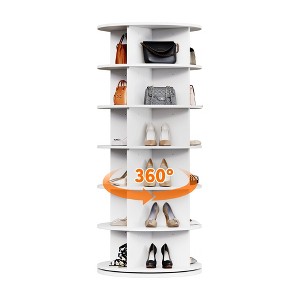 GustoWave Rotating Shoe Rack Tower, 360° Spinning Shoe Organizer Rotating Shelf, Large Capacity Storage Round Carousel,Bookshelf, Handbag Holder - 1 of 4