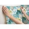 RoomMates Retro Tropical Leaves Peel and Stick Wallpaper Teal/Yellow: Removable Vinyl, Self-Adhesive, Botanical Pattern, 28.2 Sq Ft Coverage - 4 of 4