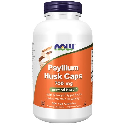 Now Supplements, Psyllium Husk Caps 700 Mg Avec 50 Mg De Pectine De Pomme, Santé Intestinale, 360 Gélules Végétales : Cible