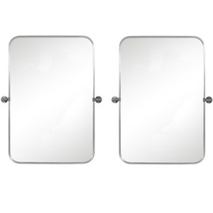 HomeRoots Set of Two 32" Silver Metal Framed Accent Mirrors - 1 of 4
