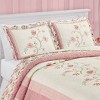 Collections Etc Floral Embroidered Scalloped Edge Quilted Pillow Sham - 2 of 3