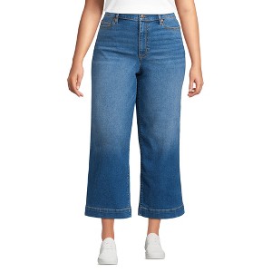 Lands' End Women's Recover Denim High Rise Wide Leg Crop Jeans - 1 of 3