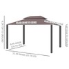 10' x 13' Patio Gazebo, Aluminum Frame Double Roof Outdoor Gazebo Canopy Shelter with Netting & Curtains - 3 of 4