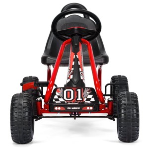 Infans 4 Wheel Pedal Powered Go Kart for Kids with Steering Wheels & Adjustable Seat, Safety Hand Brake, Non-Slip Tires, Ride On Pedal Car, Red - 1 of 4