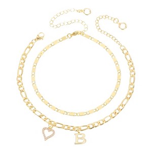 Unique Bargains 14K Gold Plated Dainty Heart Women's Ankle Bracelets with Box - 1 of 4