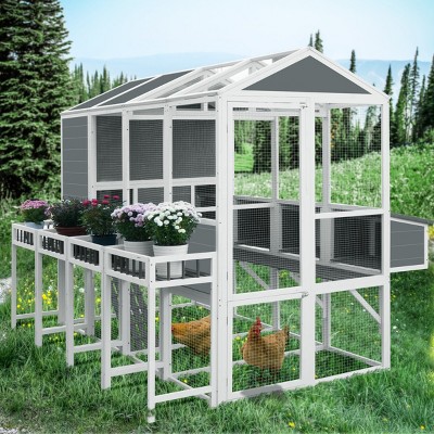 Chicken Coop With For 10 Chickens, Animal House With Wooden Walk-In, Chicken House With Pull Out Trays-Cuddlewood