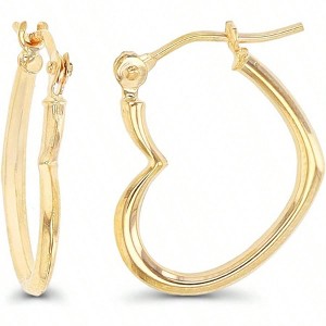 Gold Heart Hoop Earrings - Tricolor, Two Tone, Triple Heart, Hypoallergenic, Shrimp Style - 1 of 4