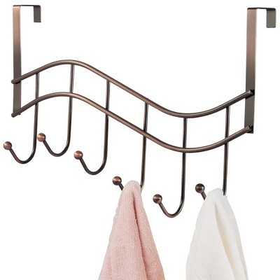 Home Mart Goods Heavy Duty Oiled Rubbed Bronze Plated Over The Door Hanger Hanging Rack 6 Hooks Organizer