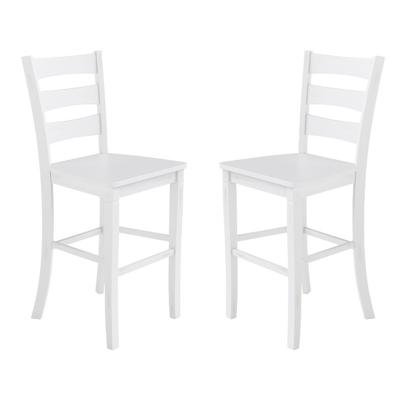Emma and Oliver Set of 2 Classic Wood Dining Stool with Ladderback Design, 1 of 6