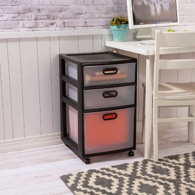 black 3 drawer dresser plastic 3 Drawer, Wide Plastic Storage Drawer Cart, Black/Natural Clear