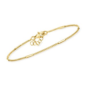 Pure Collection by Ross-Simons Italian 18kt Gold Vermeil Bar and Curb-Link Station Bracelet - 1 of 4